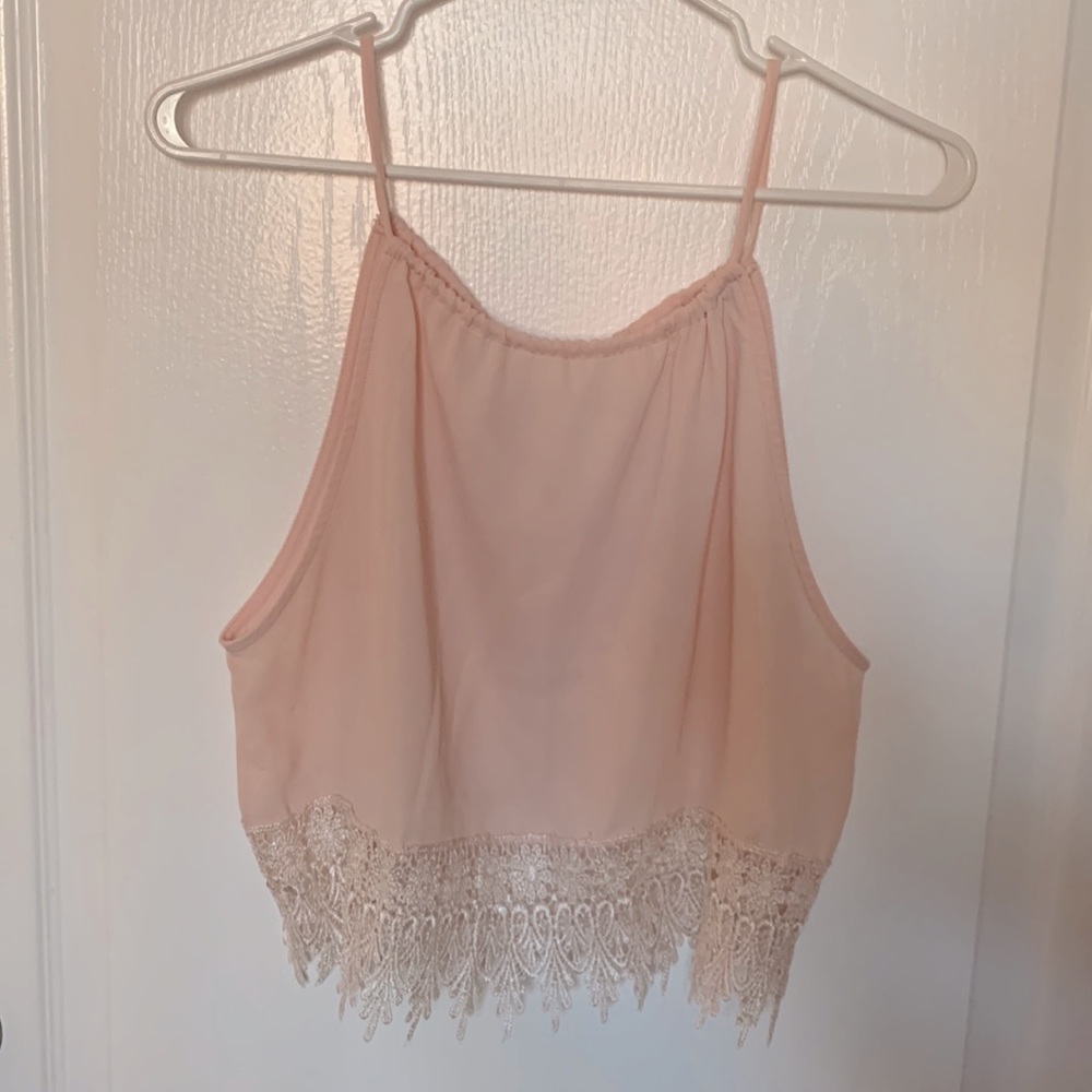 Cropped pink chiffon tank. Urban Outfitters - staring at stars. Size M. $15